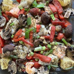 Gemischte Fischpfanne mit Gemüse